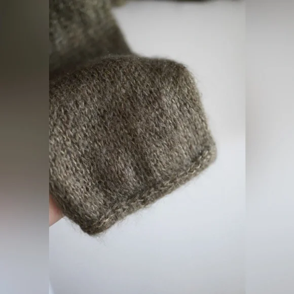 Handknitted Silk Mohair Cumulus Blouse in Olive - Picture 3 of 5